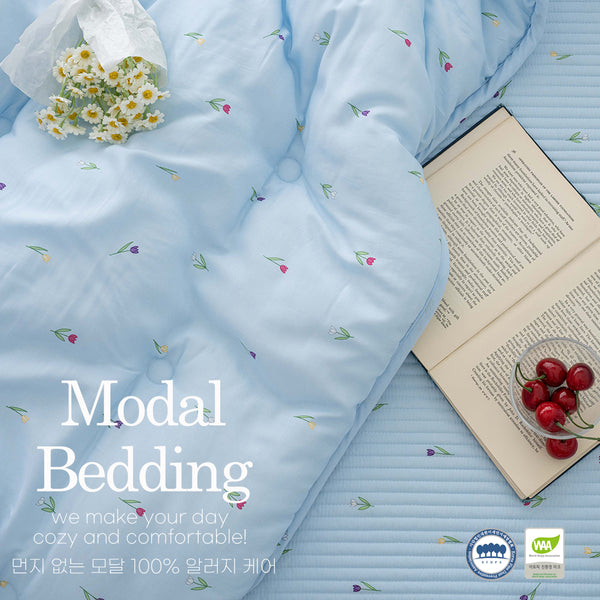 Tulip Modal 100% Quilt / 100% Modal Fabric Quilt / Tulip Floral Bedding / Soft Lightweight Comforter / Breathable Summer Blanket / Luxury Modern Quilt