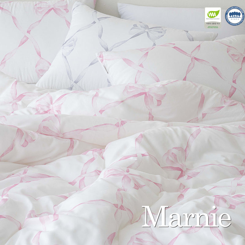 Marnie Spread Quilt / 100% Modal Fabric / Ribbon Pattern Design / Soft and Luxurious Touch / Allergy Care Bedding / Elegant Pastel Colors