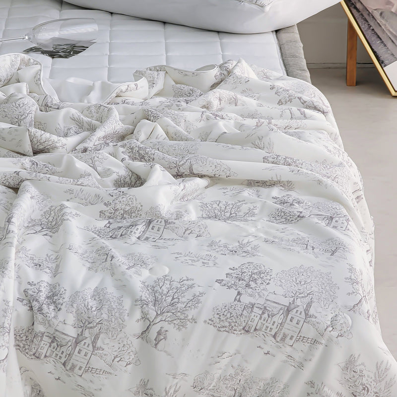 Scenery Cooling Summer Quilt / Landscape Cooling Blanket / Summer Lightweight Blanket / Cool Touch Throw Blanket / Breathable Summer Bedding / Scenery Cooling Cover