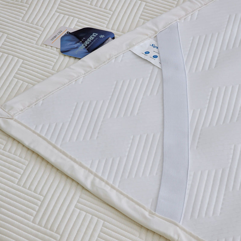 Yarn-Dyed Fitted Cooling Bed Pad / Huvis Cooling Fabric / Polyethylene Polyester Blend / Summer Cooling Material / Breathable Cooling Textile / Lightweight Cool Touch Fabric
