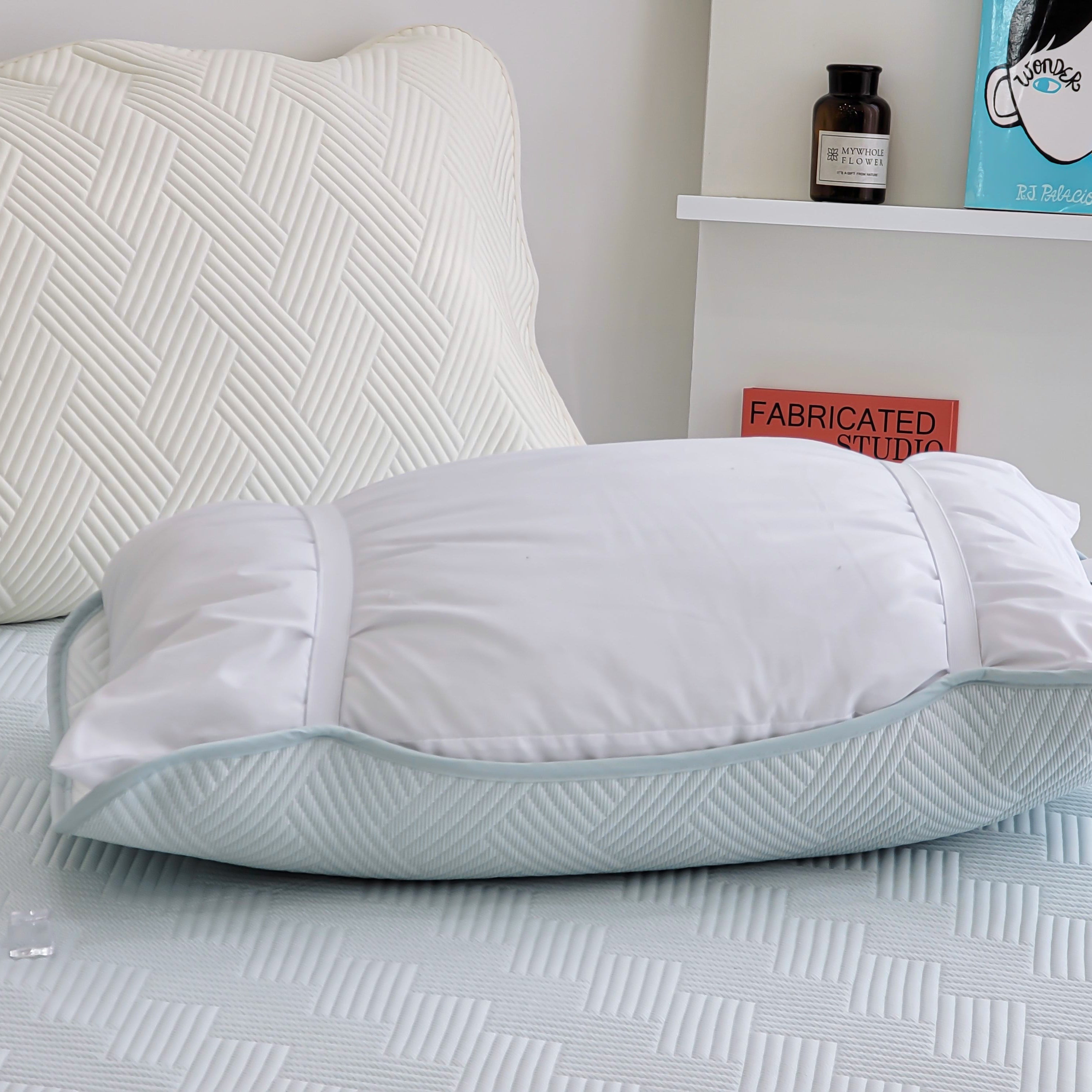 Yarn-Dyed Fitted Cooling Bed Pad / Huvis Cooling Fabric / Polyethylene Polyester Blend / Summer Cooling Material / Breathable Cooling Textile / Lightweight Cool Touch Fabric