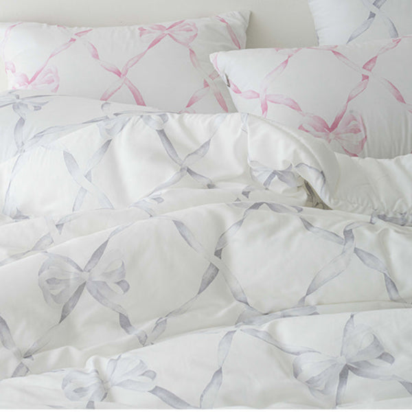 Marnie Spread Quilt / 100% Modal Fabric / Ribbon Pattern Design / Soft and Luxurious Touch / Allergy Care Bedding / Elegant Pastel Colors