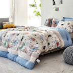hello dino quilt | soft & cozy modal blanket | ultra-soft kids bedding | premium modal quilt | breathable & lightweight comforter