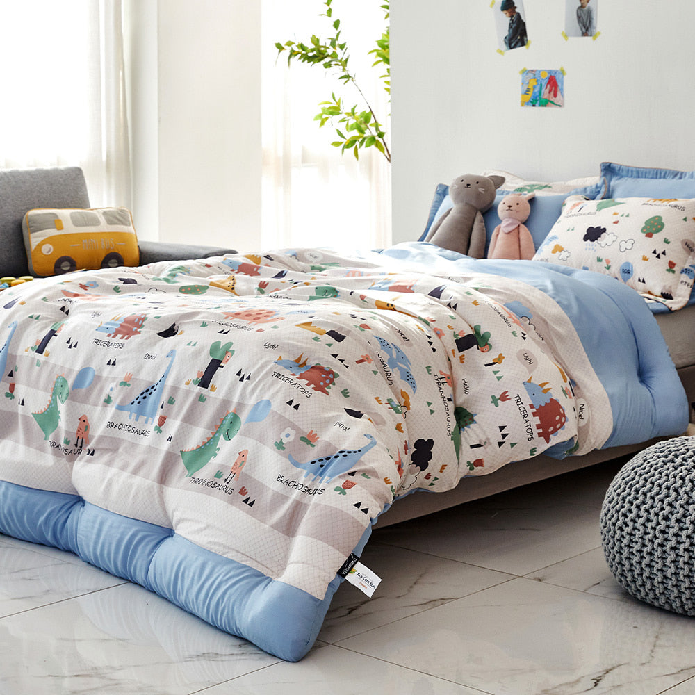 hello dino quilt | soft & cozy modal blanket | ultra-soft kids bedding | premium modal quilt | breathable & lightweight comforter