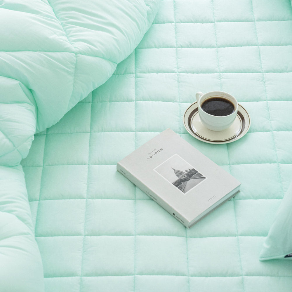 healing 60s mattress pad | pure cotton quilted pad | soft & breathable bedding | banded cotton mattress topper | all-season comfort pad
