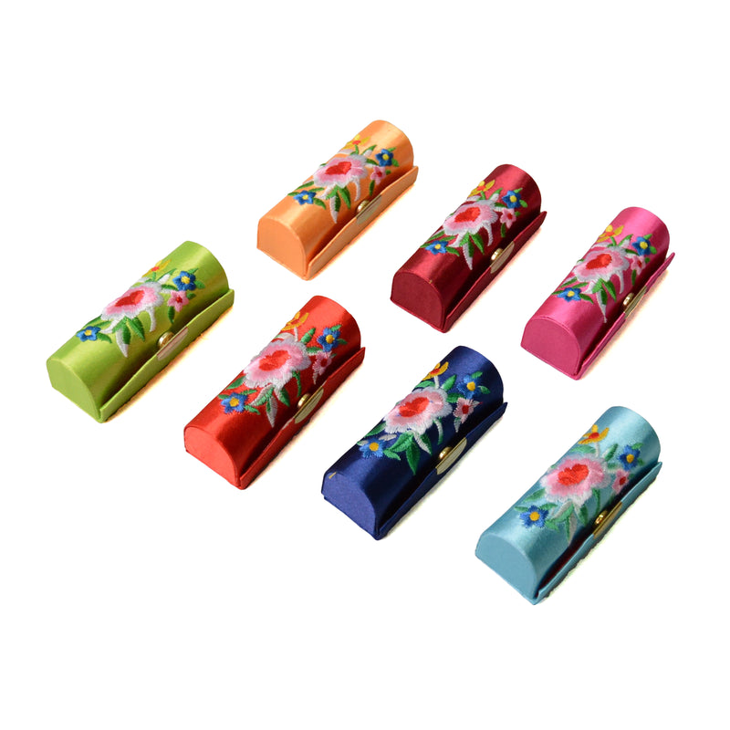 Premium Traditional Flower Embroidered Lipstick / Stamp Case