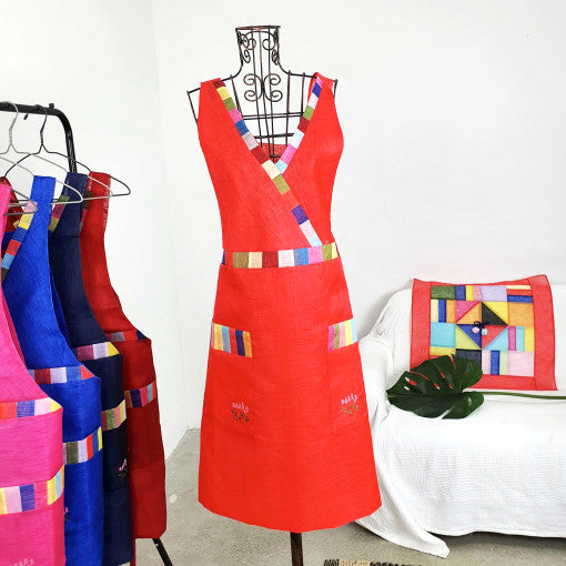 Traditional V-line Flower embroidery Hanbok Dress Apron
