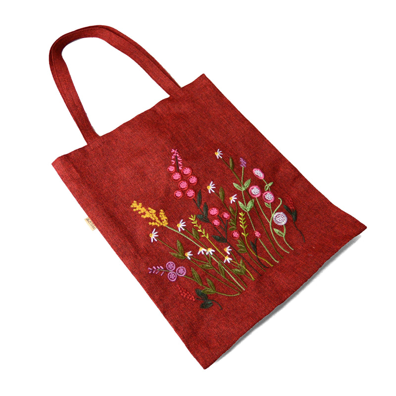 Premium hemp flower embroidery traditional bag (eco bag)